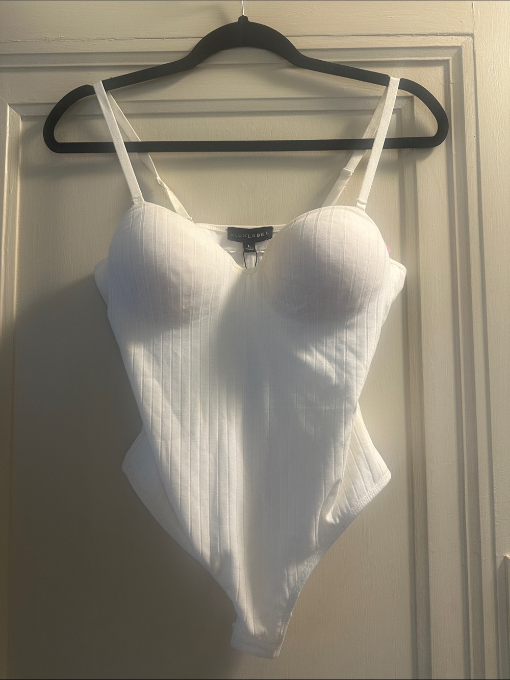 JLUXLABEL White Ribbed Shaping Padded Bodysuit